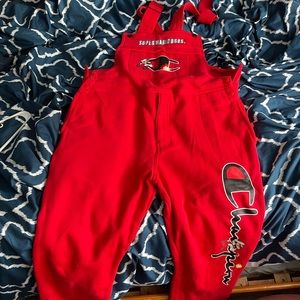 Chanpion x Super Mario Bros Red Fleece Overalls (Size L)